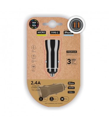 CARGADOR DOBLE MECHERO COCHE 2,4A 12W
