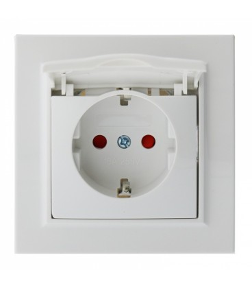 Enchufe Tipo Schuko Con Tapa Blanco