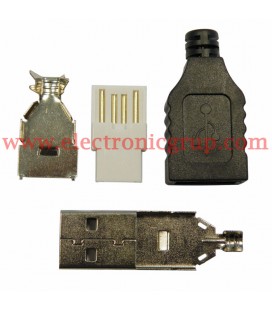 Conector USB tipo A - Macho, con Carcasa