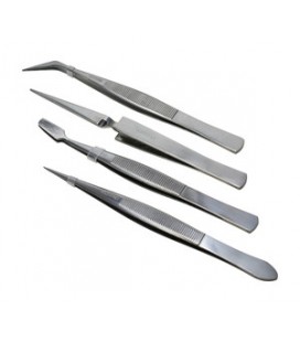 Conjunto 4 pinzas de acero inoxidable.