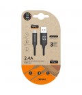CABLE NYLON USB-A A USB-C 1m NEGRO