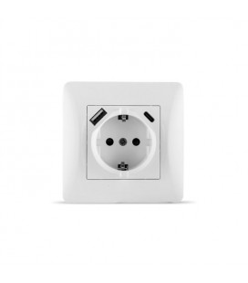 EMPOTRAR BLANCA ENCHUFE + USB-A + USB-C