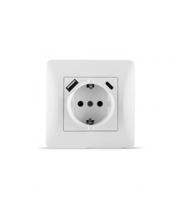 EMPOTRAR BLANCA ENCHUFE + USB-A + USB-C