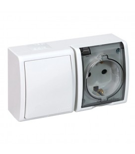 BASE SUPERFICIE SCHUKO 2P+T+CONMUTADOR