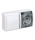 BASE SUPERFICIE SCHUKO 2P+T+CONMUTADOR