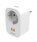 ADAPTADOR SCHUKO + 2 USB-C 45W, BLANCO