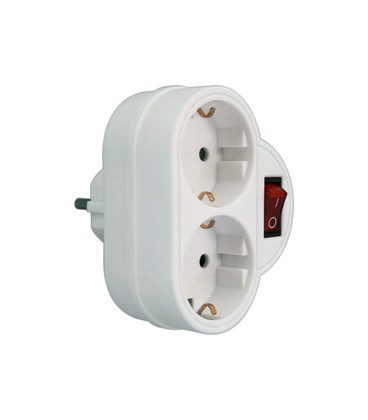 CLAVIJA ADAPTADORA DOBLE CON INTERRUPTOR