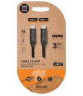 CABLE USB-C A USB-C 20-60 W 3 A, NEGRO