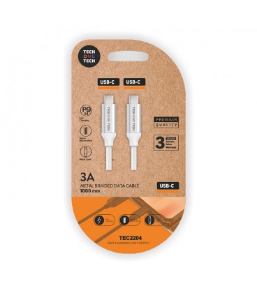 CABLE BLANCO USB C A USB C NYLON 1M