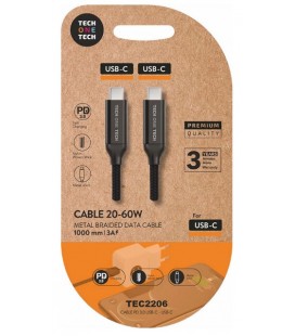 CABLE USB-C A USB-C 20-60 W 3 A, NEGRO