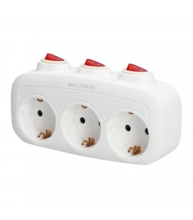 BASE SCHUKO 3 TOMAS CON INTERRUPTOR IN